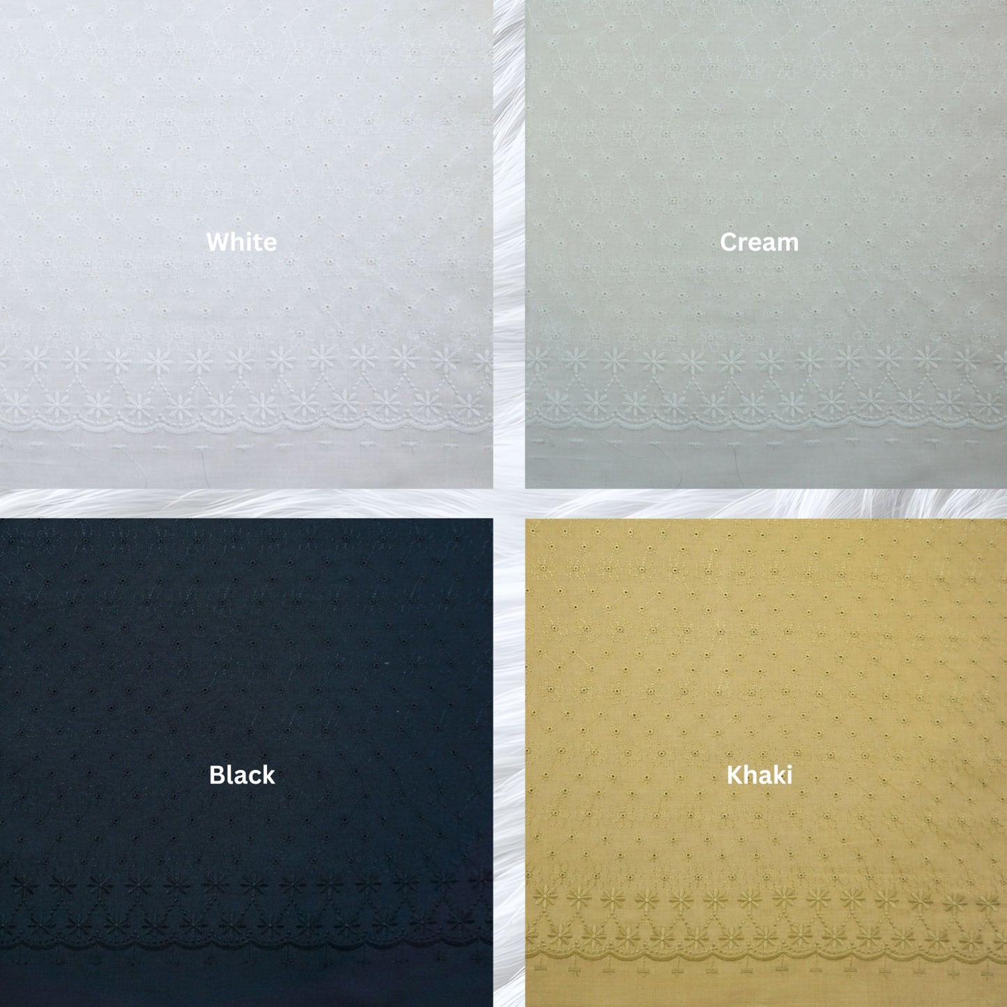 KAMDAR Cotton Chikan Pc Embroidery Ratna Sari Bidang 44" Open Meter (Kain Ela) - Texture & Timbul
