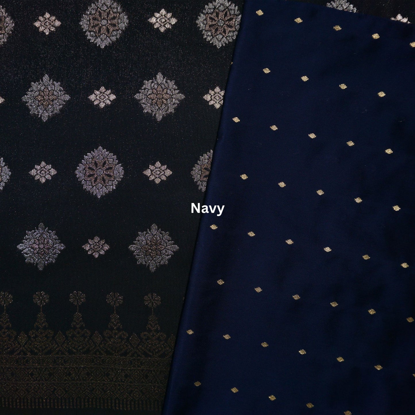 KAMDAR Combo Set Songket & Plain Tafetta Butti Gold Kain Pasang - Ironless & Tak Jarang