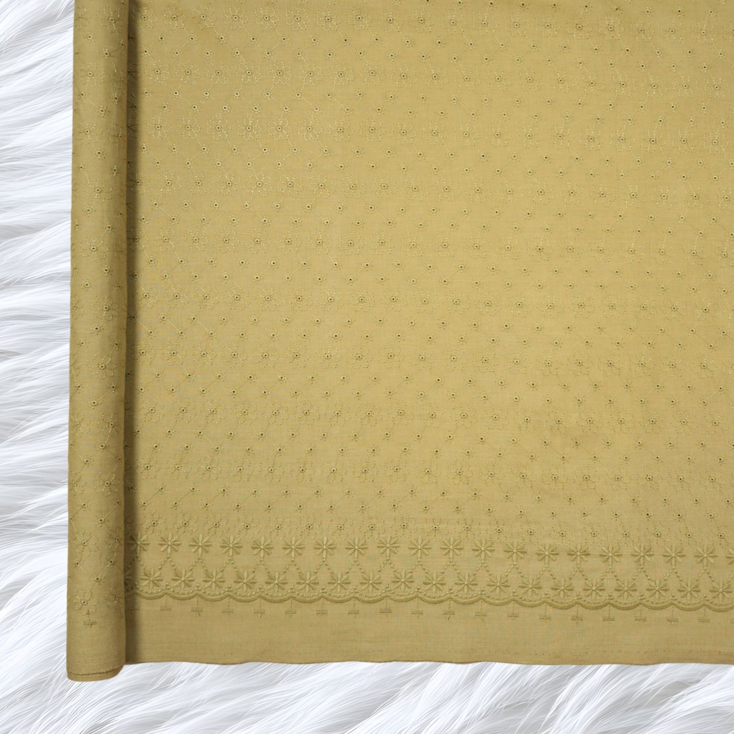 KAMDAR Cotton Chikan Pc Embroidery Ratna Sari Bidang 44" Open Meter (Kain Ela) - Texture & Timbul
