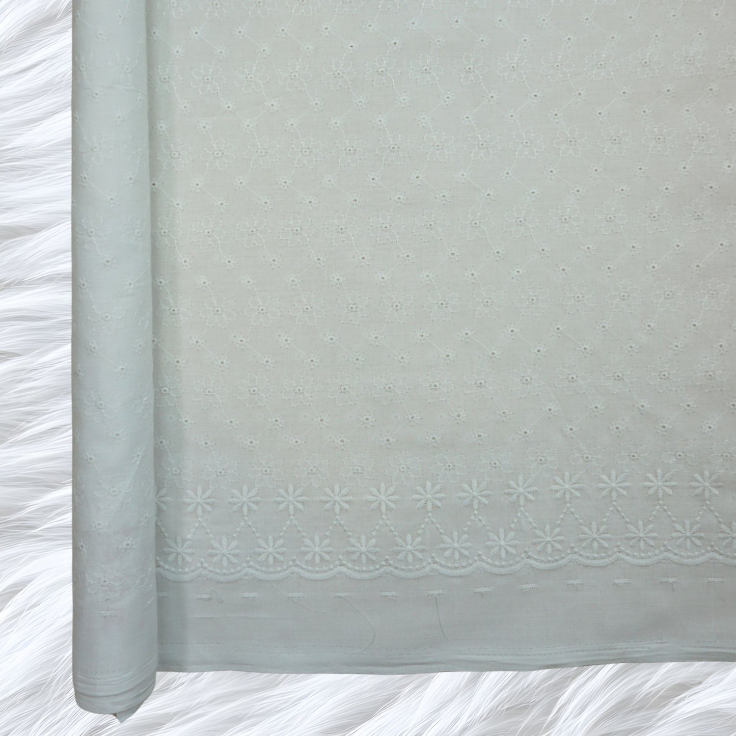 KAMDAR Cotton Chikan Pc Embroidery Ratna Sari Bidang 44" Open Meter (Kain Ela) - Texture & Timbul