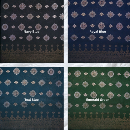 KAMDAR Songket Bunga Metallic Bidang 44" Open Meter (Kain Ela) - Ironless & Tak Jarang