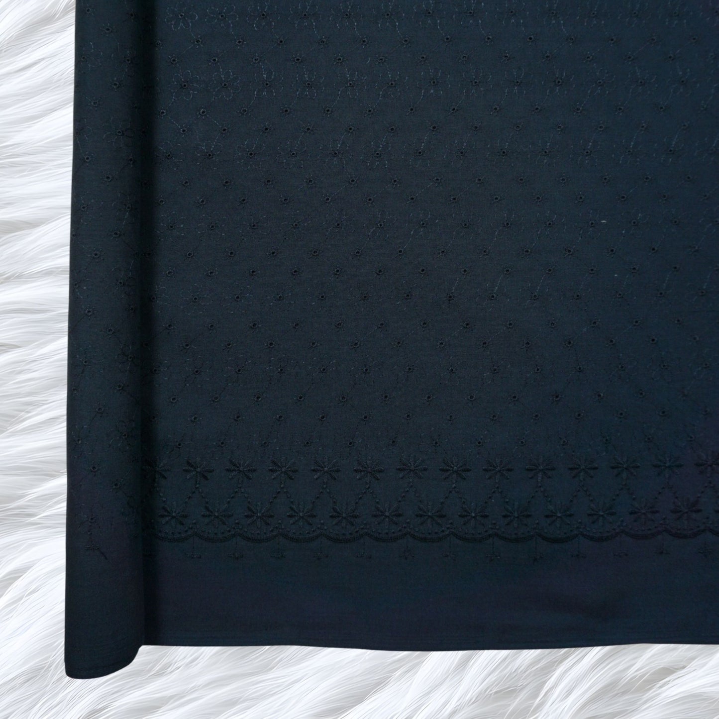 KAMDAR Cotton Chikan Pc Embroidery Ratna Sari Bidang 44" Open Meter (Kain Ela) - Texture & Timbul