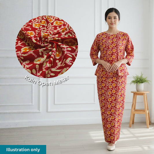 KAMDAR Batik Indigo Cambric Prints Bidang 44" Open Meter (Kain Ela) - 100% Cotton Fabric