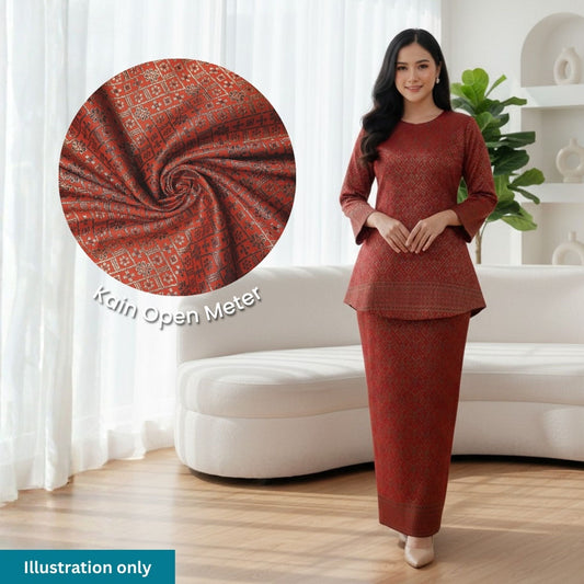 KAMDAR Songket Metallic Bidang 44" Open Meter (Kain Ela) - Ironless & Tak Jarang