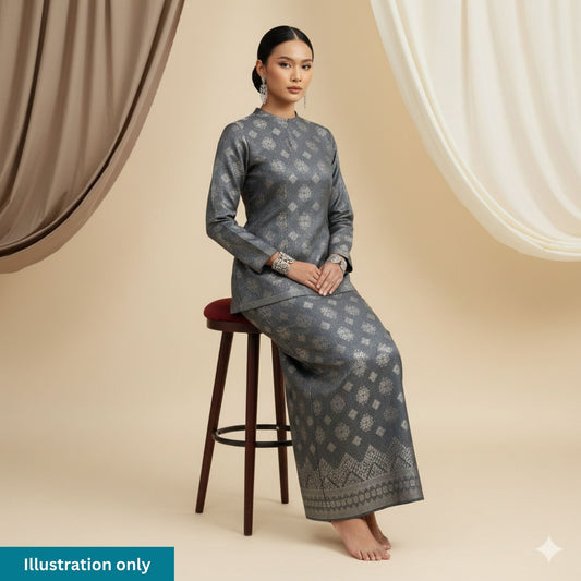 KAMDAR Songket One Side Border Bidang 44" Open Meter (Kain Ela) - Ironless & Tak Jarang