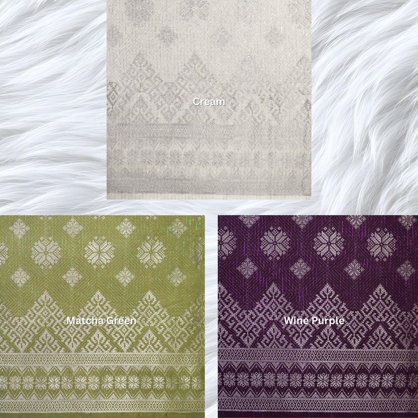 KAMDAR Songket One Side Border Bidang 44" Open Meter (Kain Ela) - Ironless & Tak Jarang