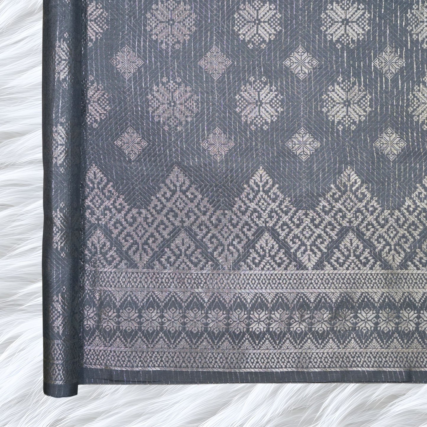 KAMDAR Songket One Side Border Bidang 44" Open Meter (Kain Ela) - Ironless & Tak Jarang