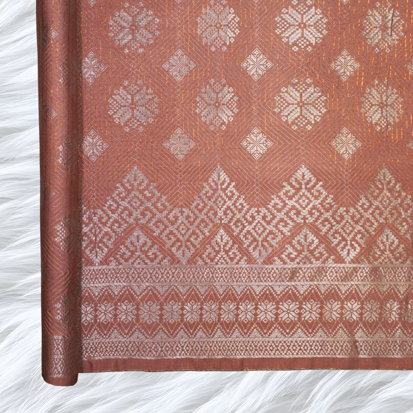 KAMDAR Songket One Side Border Bidang 44" Open Meter (Kain Ela) - Ironless & Tak Jarang