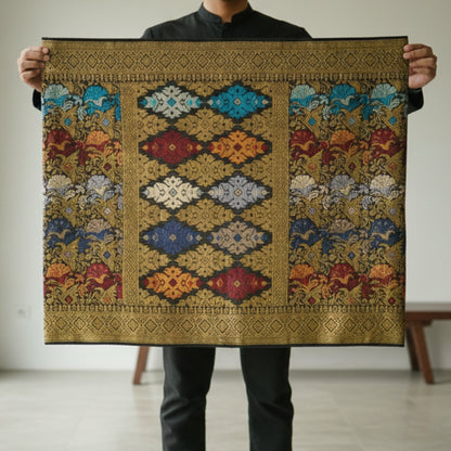 KAMDAR Men's Sampin Black Gold 6 Design - Ironless & Tak Jarang