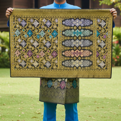 KAMDAR Men's Sampin Black Gold 6 Design - Ironless & Tak Jarang