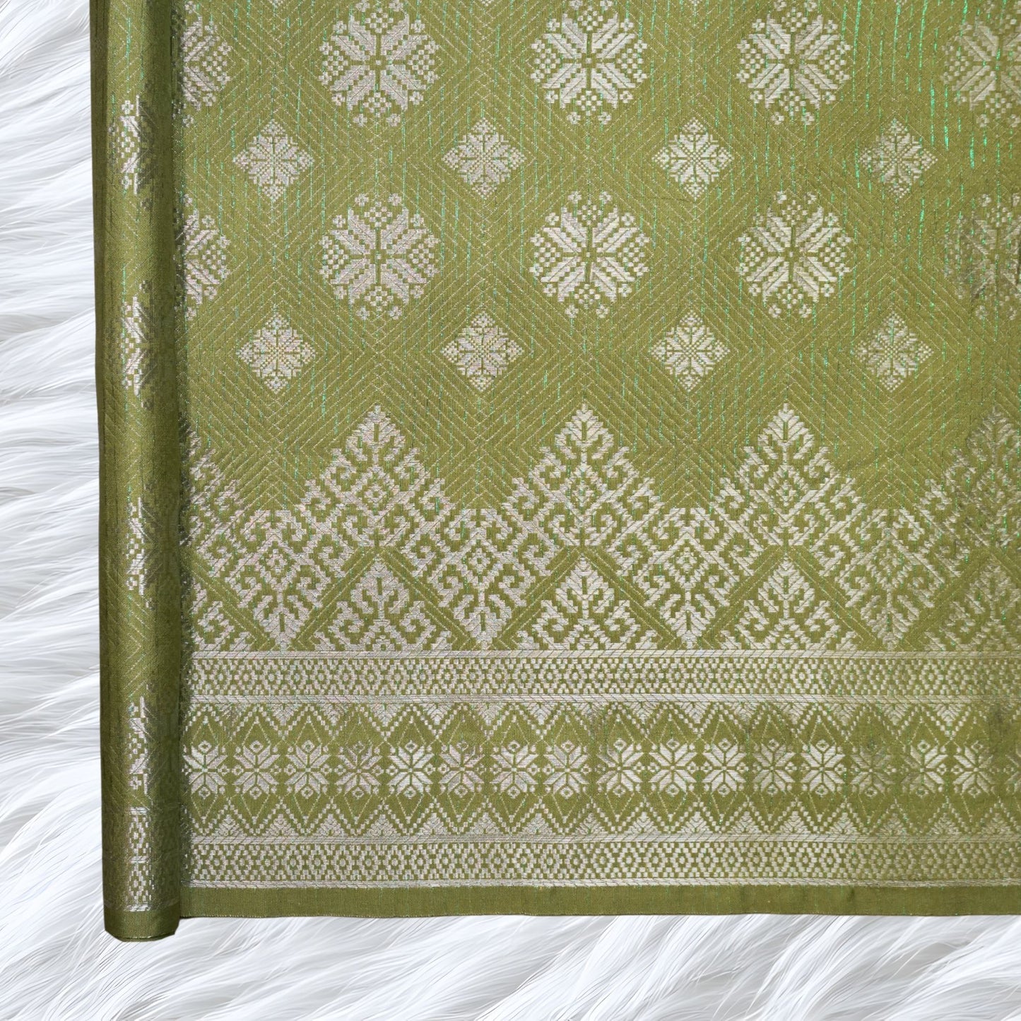 KAMDAR Songket One Side Border Bidang 44" Open Meter (Kain Ela) - Ironless & Tak Jarang