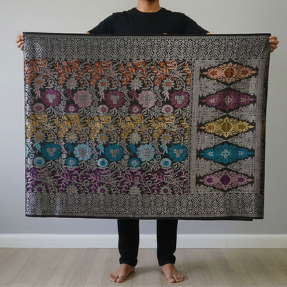 KAMDAR Men's Sampin Black Gold 6 Design - Ironless & Tak Jarang