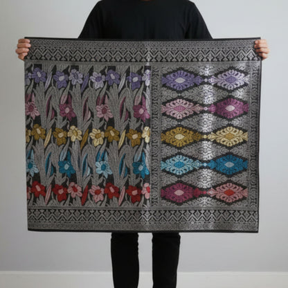 KAMDAR Men's Sampin Black Gold 6 Design - Ironless & Tak Jarang