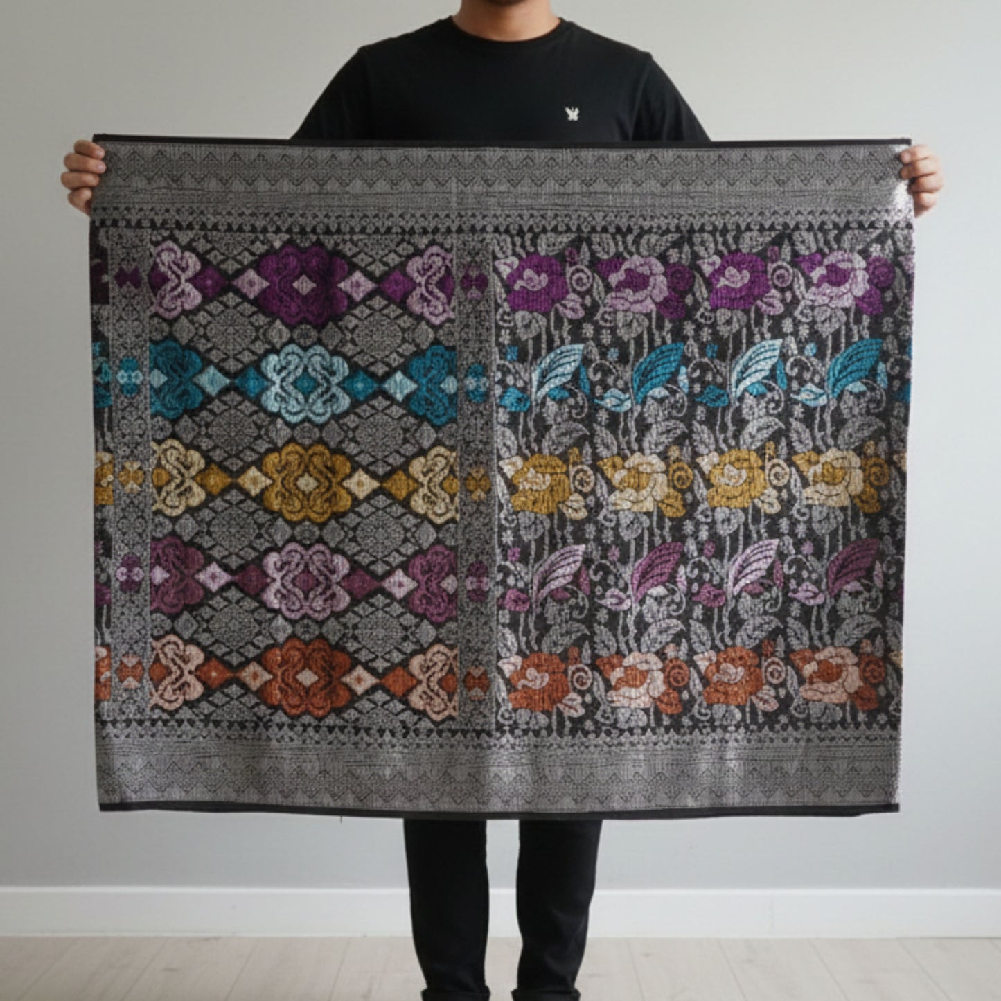 KAMDAR Men's Sampin Black Gold 6 Design - Ironless & Tak Jarang