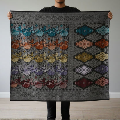 KAMDAR Men's Sampin Black Gold 6 Design - Ironless & Tak Jarang