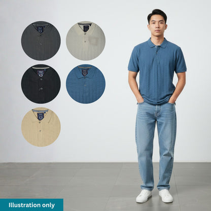 KAMDAR Men's Short Sleeve T-shirt Jacquard Material 5 Colour - Thicker & Breathable