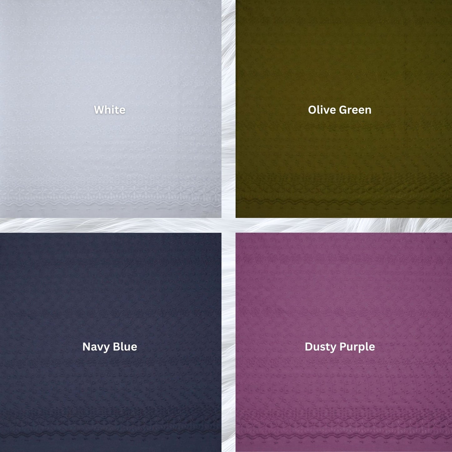 KAMDAR Cotton Cambric Embroidery Iris 60S Bidang 44" Open Meter (Kain Ela) - Texture & Timbul