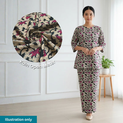 KAMDAR Batik Indigo Cambric Prints Bidang 44" Open Meter (Kain Ela) - 100% Cotton Fabric