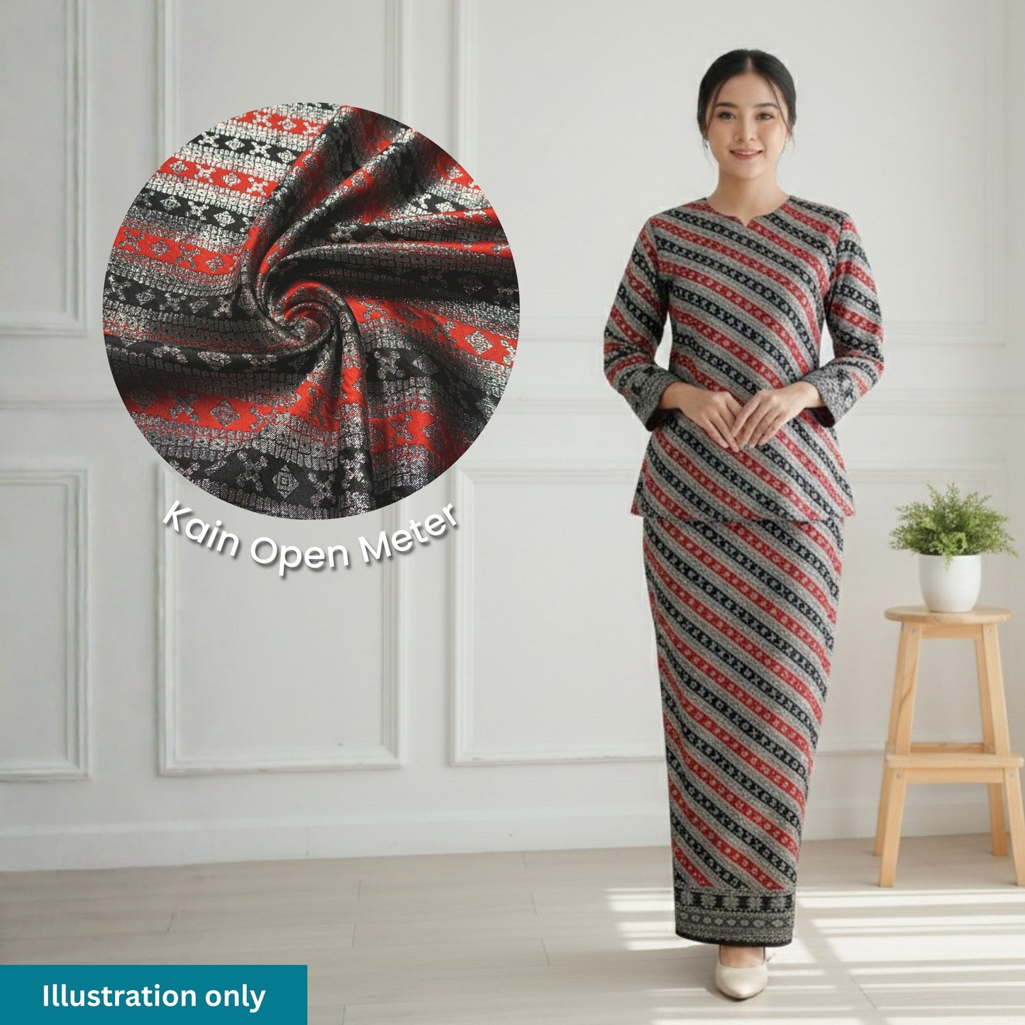 KAMDAR Songket Cempaka Metalic Bidang 44"  Open Meter (Kain Ela) - Ironless & Tak Jarang
