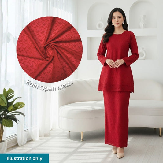 KAMDAR Cotton Cambric Embroidery Mawar 60S Bidang 44" Open Meter (Kain Ela) - Texture & Timbul