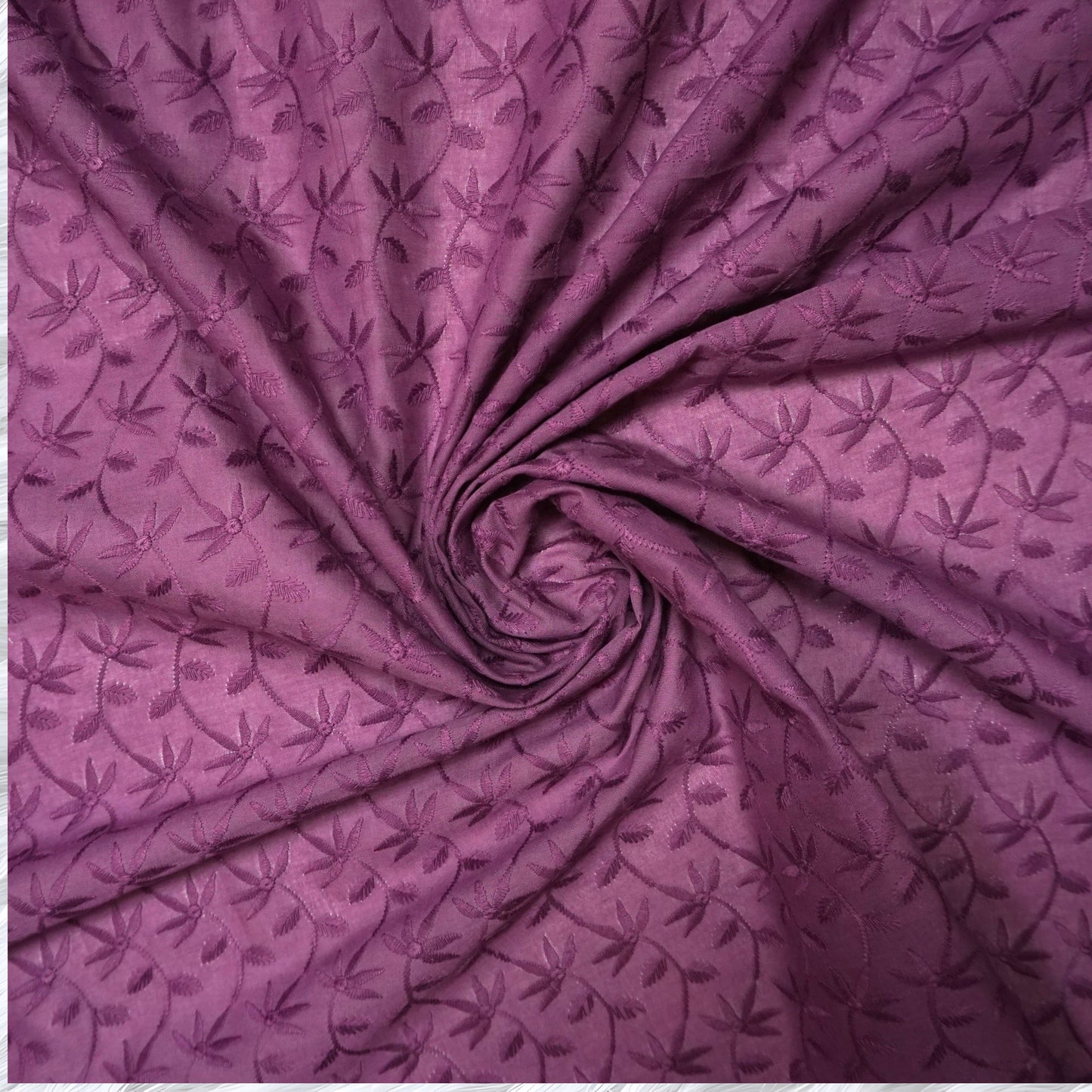 KAMDAR Cotton Cambric Embroidery Mawar 60S Bidang 44" Open Meter (Kain Ela) - Texture & Timbul