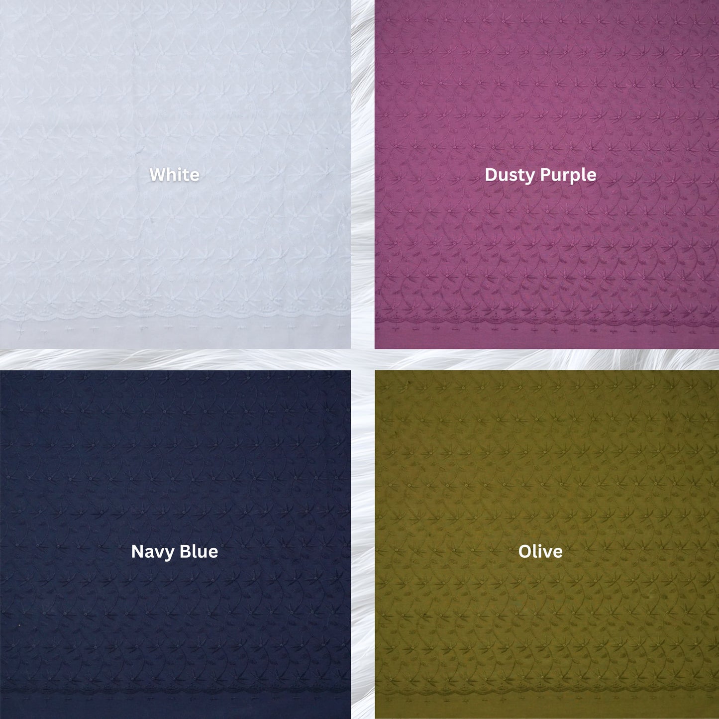 KAMDAR Cotton Cambric Embroidery Mawar 60S Bidang 44" Open Meter (Kain Ela) - Texture & Timbul