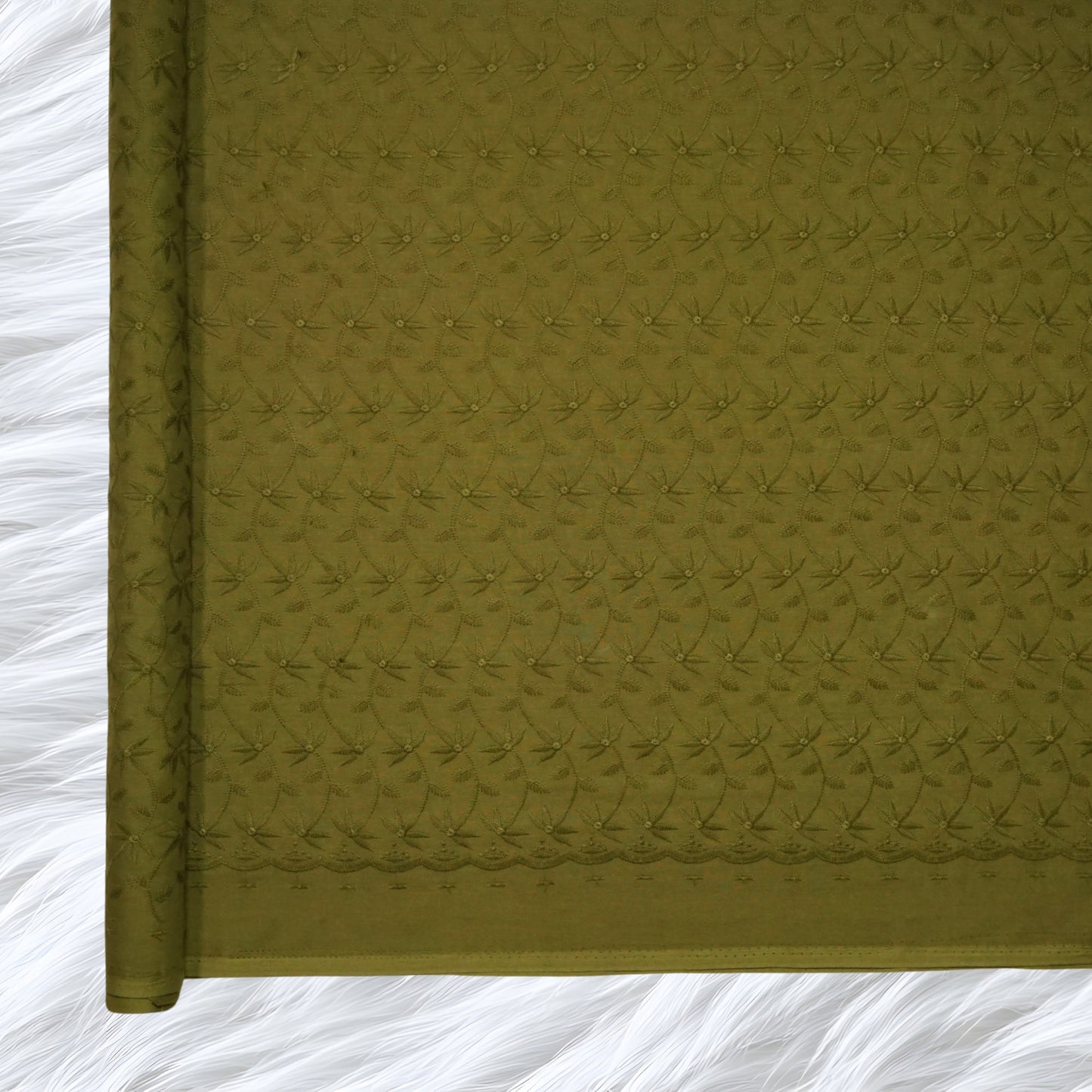 KAMDAR Cotton Cambric Embroidery Mawar 60S Bidang 44" Open Meter (Kain Ela) - Texture & Timbul