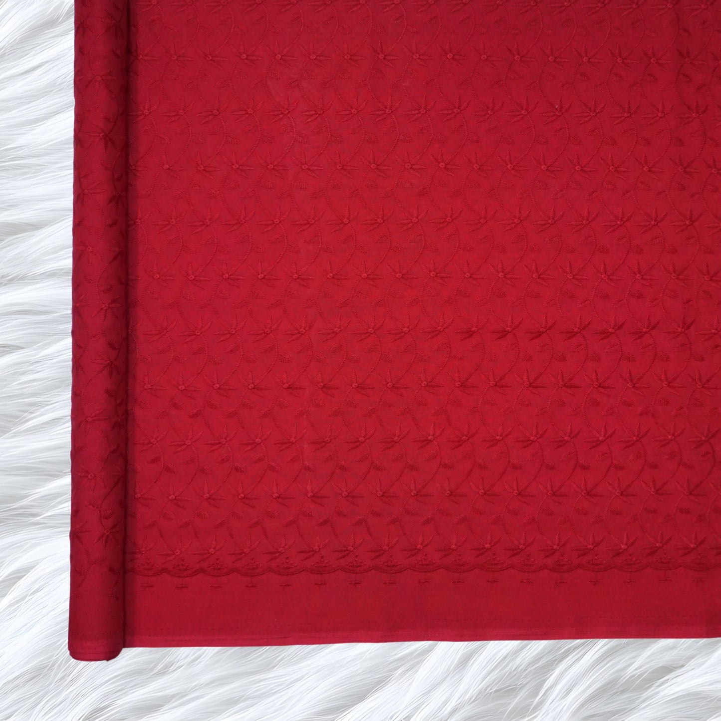 KAMDAR Cotton Cambric Embroidery Mawar 60S Bidang 44" Open Meter (Kain Ela) - Texture & Timbul