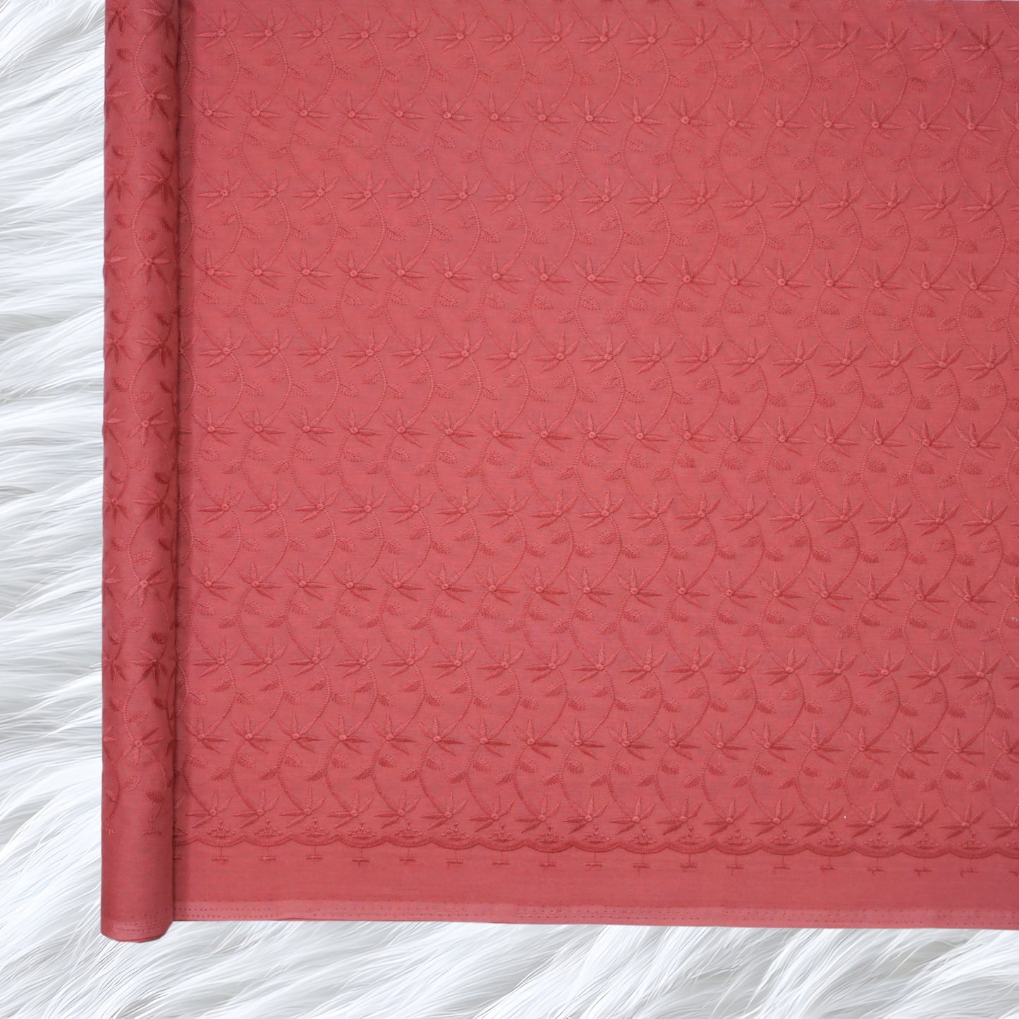 KAMDAR Cotton Cambric Embroidery Mawar 60S Bidang 44" Open Meter (Kain Ela) - Texture & Timbul