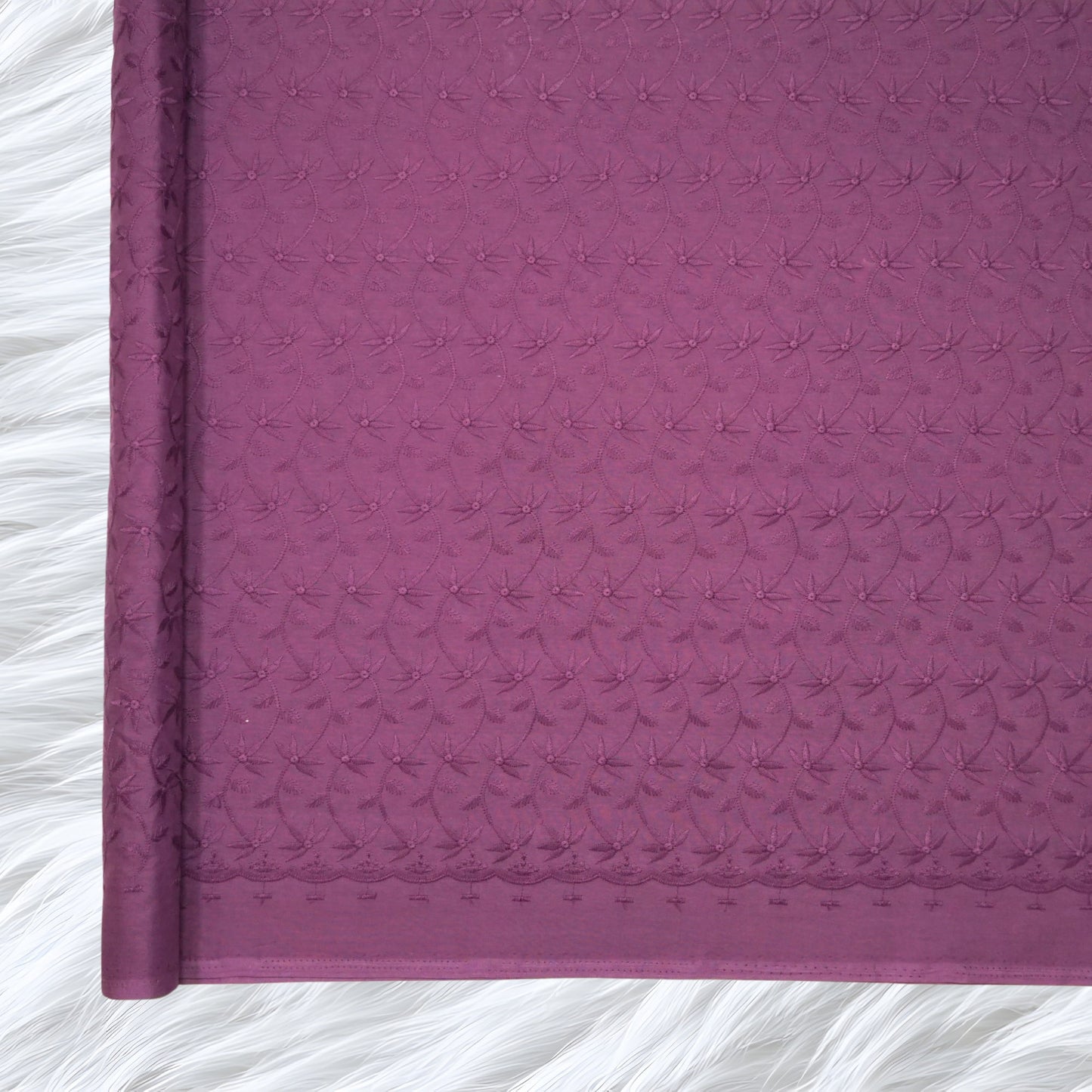 KAMDAR Cotton Cambric Embroidery Mawar 60S Bidang 44" Open Meter (Kain Ela) - Texture & Timbul