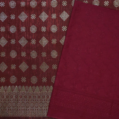 KAMDAR Combo Set Songket Mettalic Bidang 44" With Cotton Sarin Embroidery 80S Bidang 44" - Texture & Ironless