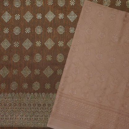 KAMDAR Combo Set Songket Mettalic Bidang 44" With Cotton Sarin Embroidery 80S Bidang 44" - Texture & Ironless