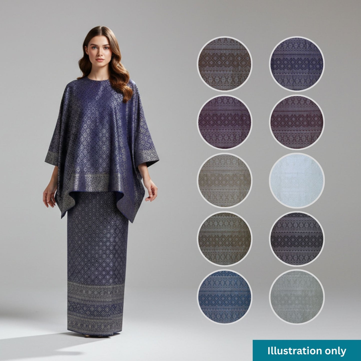KAMDAR Songket Metallic Asmara Thai Look Bidang 44" Open Meter (Kain Ela) - Ironless & Tak Jarang