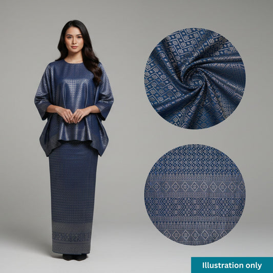 KAMDAR Songket Metallic Auralia Thai Look Bidang 44" Open Meter (Kain Ela) - Ironless & Tak Jarang