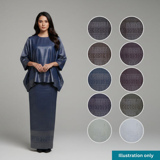 KAMDAR Songket Metallic Auralia Thai Look Bidang 44" Open Meter (Kain Ela) - Ironless & Tak Jarang