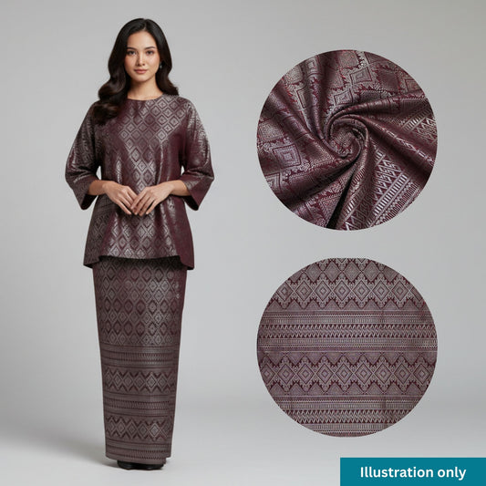 KAMDAR Songket Metallic Malika Thai Look Bidang 44" Open Meter (Kain Ela) - Ironless & Tak Jarang