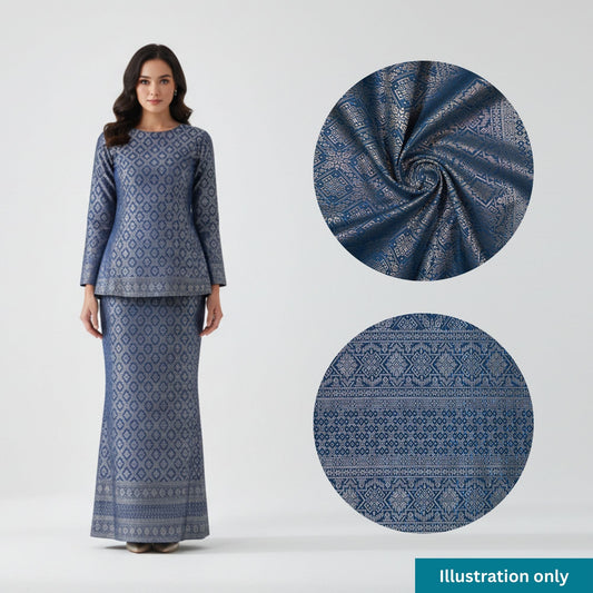 KAMDAR Songket Metallic Nuraya Thai Look Bidang 44" Open Meter (Kain Ela) - Ironless & Tak Jarang