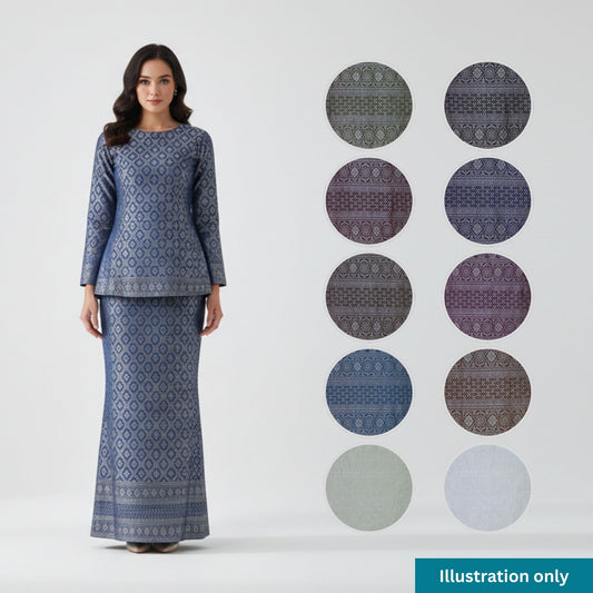 KAMDAR Songket Metallic Nuraya Thai Look Bidang 44" Open Meter (Kain Ela) - Ironless & Tak Jarang
