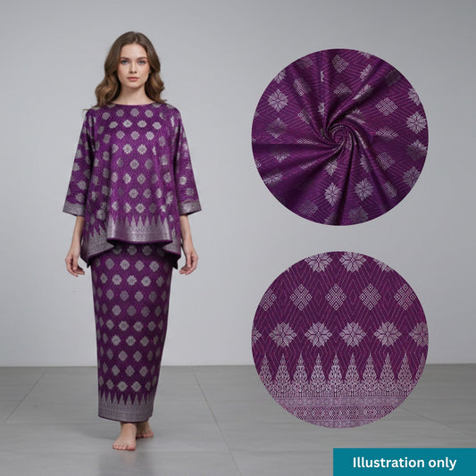KAMDAR Songket Metallic Suraya Bidang 44" Open Meter (Kain Ela) - Ironless & Tak Jarang