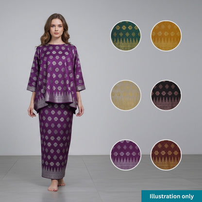 KAMDAR Songket Metallic Suraya Bidang 44" Open Meter (Kain Ela) - Ironless & Tak Jarang