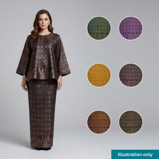 KAMDAR Songket Metallic Wira Bidang 44" Open Meter (Kain Ela) - Ironless & Tak Jarang