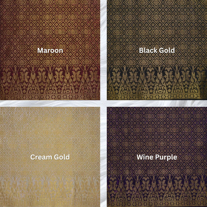 KAMDAR Songket Metallic Wira Bidang 44" Open Meter (Kain Ela) - Ironless & Tak Jarang