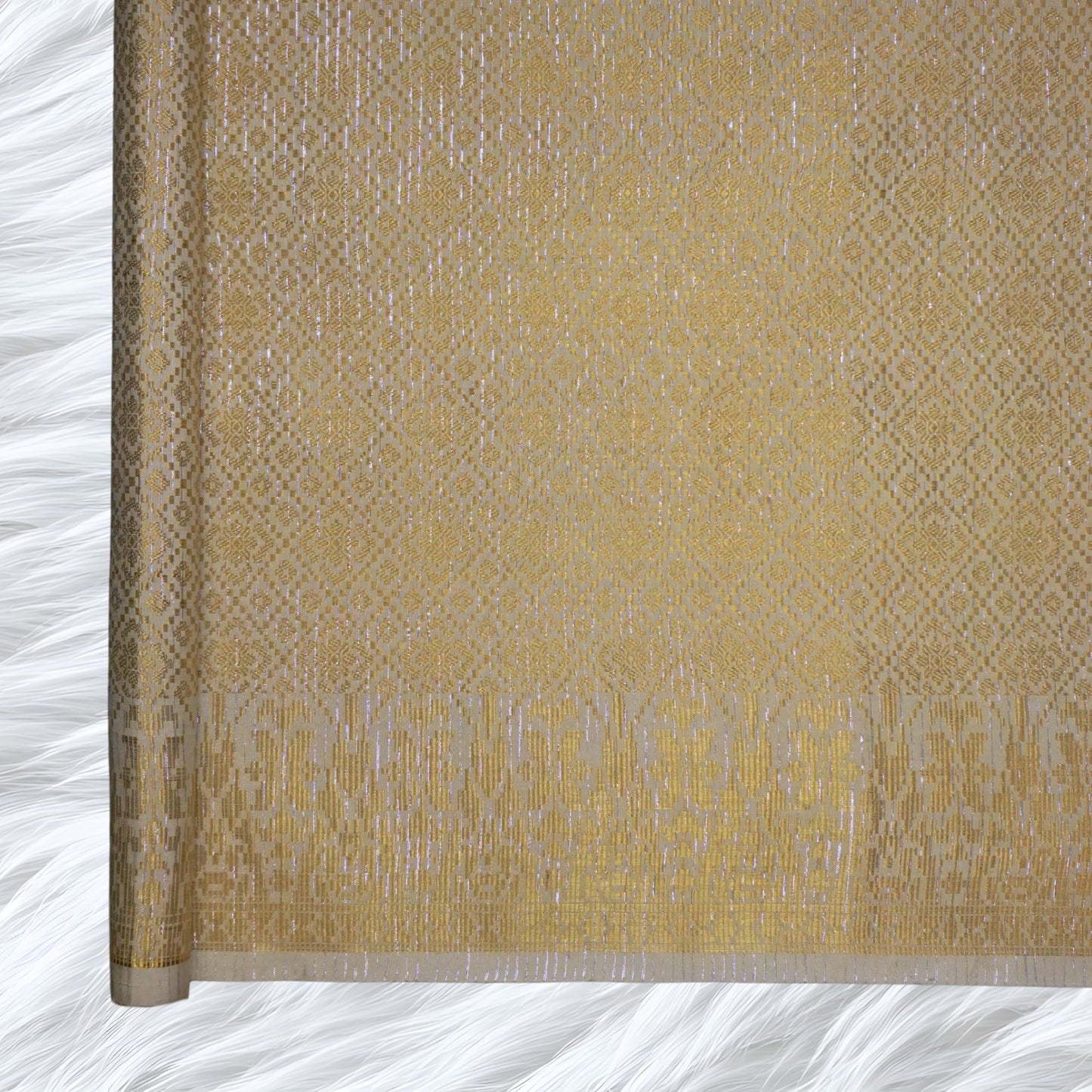KAMDAR Songket Metallic Wira Bidang 44" Open Meter (Kain Ela) - Ironless & Tak Jarang