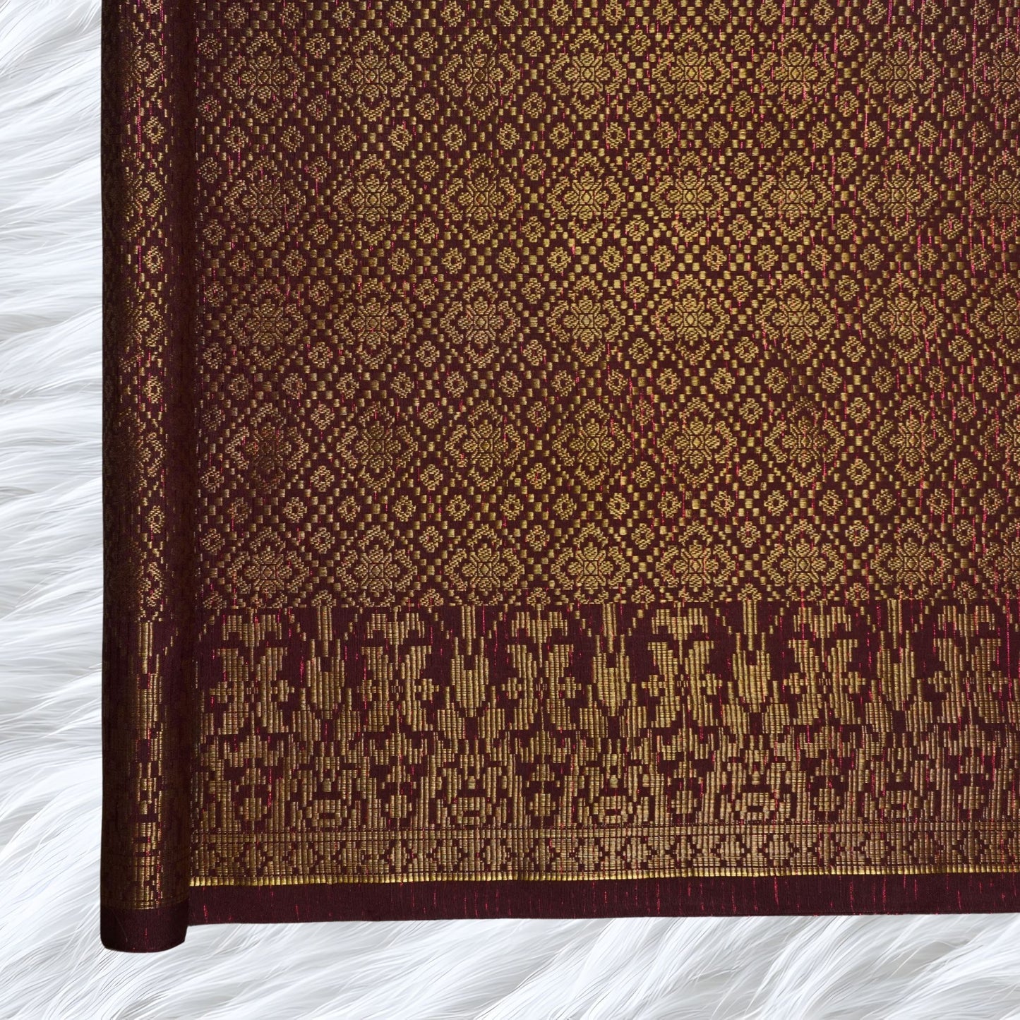 KAMDAR Songket Metallic Wira Bidang 44" Open Meter (Kain Ela) - Ironless & Tak Jarang