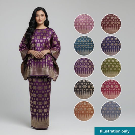 KAMDAR Songket Metallic Bidang 44" Open Meter (Kain Ela) - Ironless & Tak Jarang