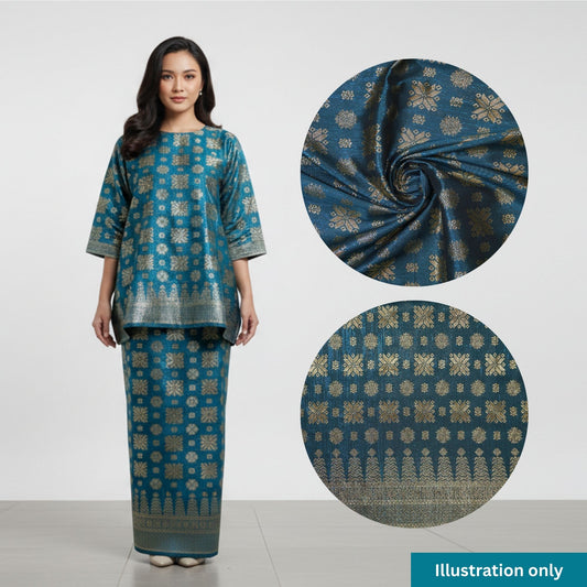 KAMDAR Songket Metallic Bidang 44" Open Meter (Kain Ela) - Ironless & Tak Jarang