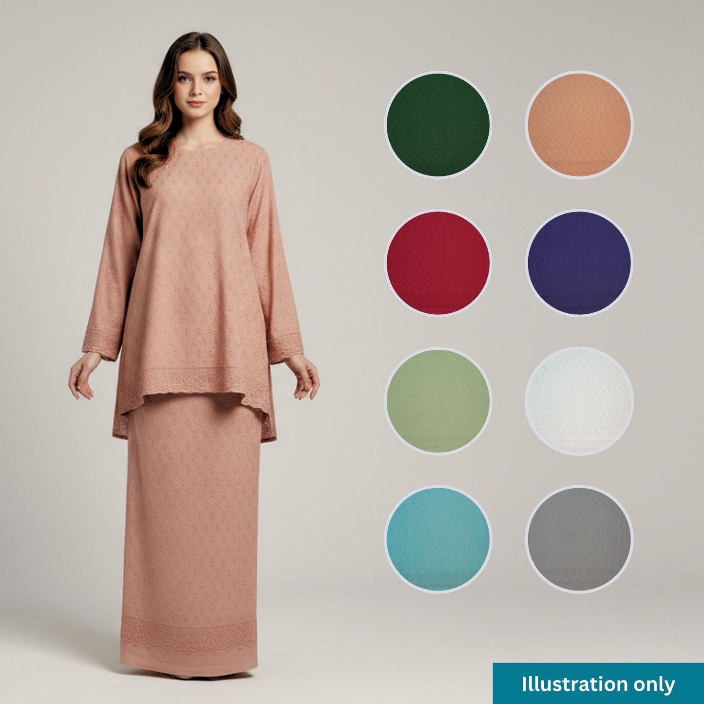 KAMDAR Cotton Satin Embroidery 80S Bidang 44" Open Meter (Kain Ela) - Texture & Timbul