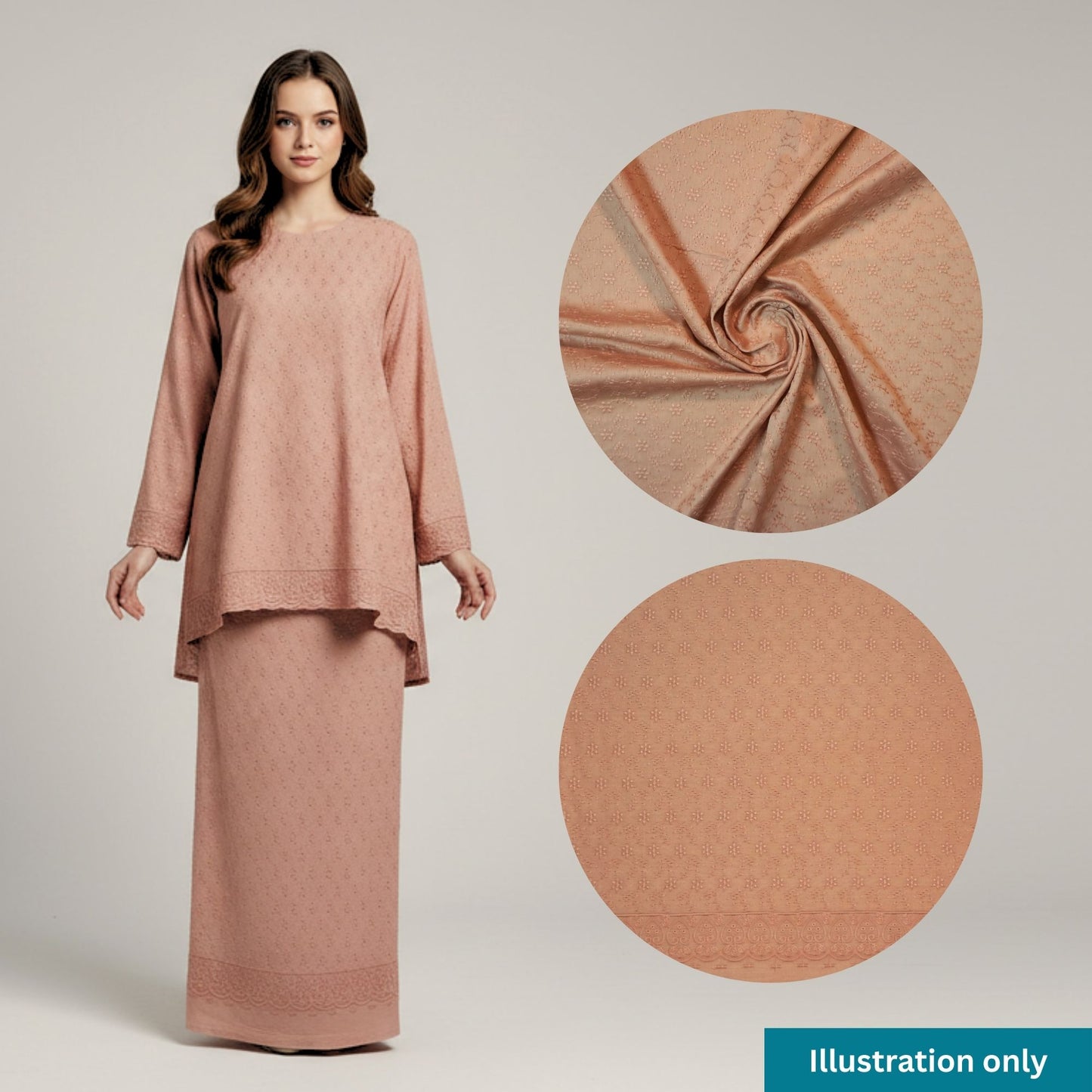 KAMDAR Cotton Satin Embroidery 80S Bidang 44" Open Meter (Kain Ela) - Texture & Timbul