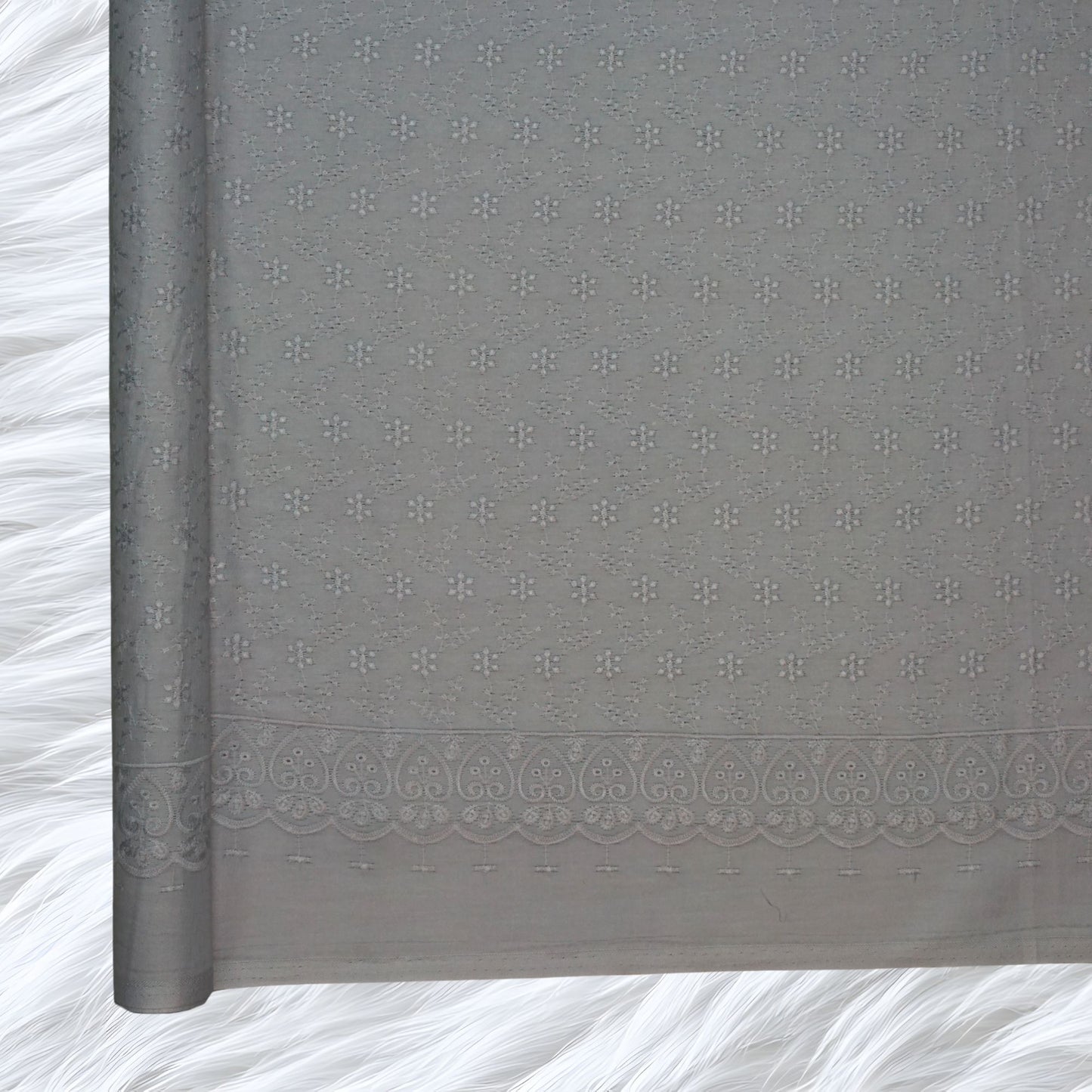 KAMDAR Cotton Satin Embroidery 80S Bidang 44" Open Meter (Kain Ela) - Texture & Timbul