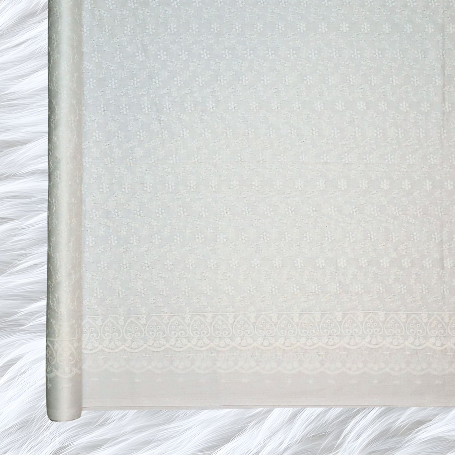 KAMDAR Cotton Satin Embroidery 80S Bidang 44" Open Meter (Kain Ela) - Texture & Timbul